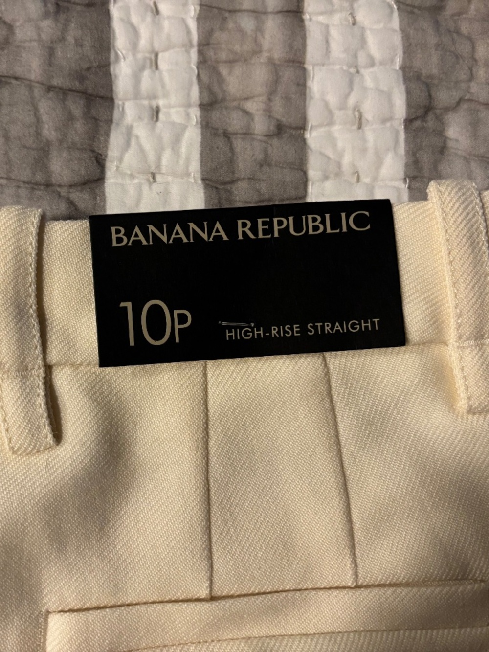 NWT Banana Republic High Rise Straight Wool Trouser Cream Winter White 10P